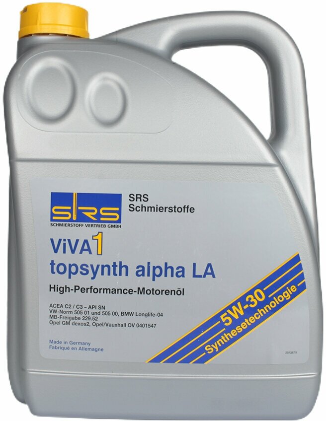 Масло моторное SRS VIVA 1 topsynth alpha LA 5W30 5л