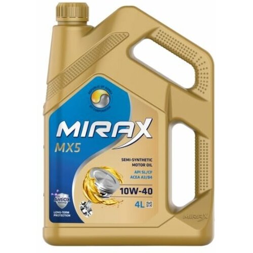 Моторное масло MIRAX MX5 SAE 10W-40 API SL/CF, ACEA A3/B4 полусинтетическое 4л