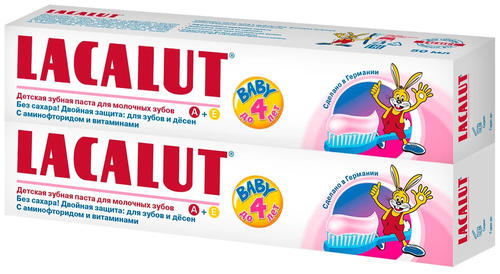 Зубная паста LACALUT Baby 0-4 лет, 2 шт., 50 мл, 80 г, 2 шт.