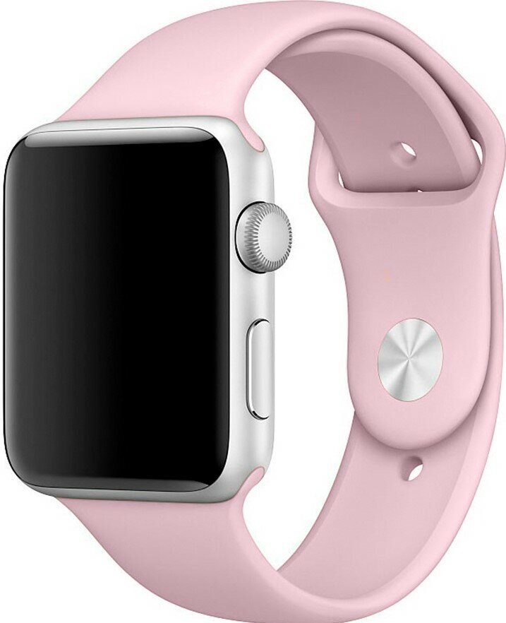 Силиконовый ремешок на Apple Watch 38 mm 40 mm и 41 mm / Спортивный браслет для смарт часов Эпл Вотч 38-40-41 мм / Длина 210 мм / Розовый