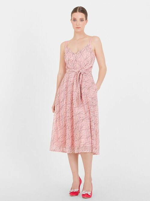 Платье Lo, повседневное, прилегающее, миди, размер 48, розовый