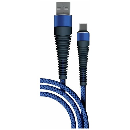 BORASCO Дата-кабель Fishbone USB - Type-C 3А 1M синий (38505) дата кабель fishbone usb type c 3а 1м темно синий borasco