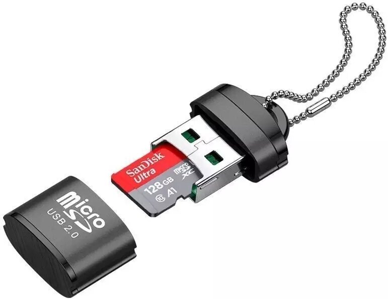Картридер переходник адаптер microSD to USB, USB - Micro SD , черный юсб микро сд микросд