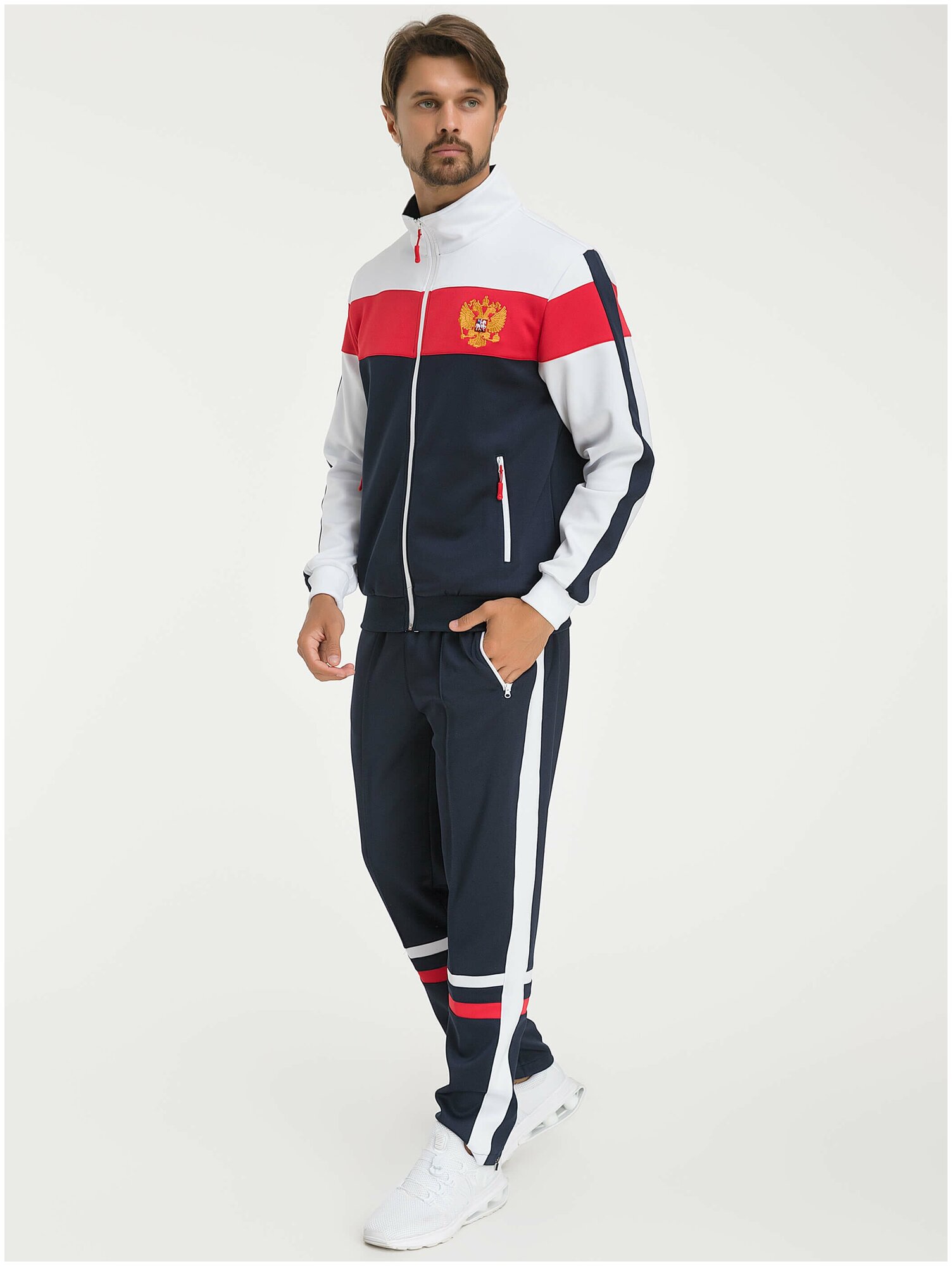 Костюм Фокс Спорт, олимпийка и брюки, силуэт прямой, карманы, размер 2XL, синий — купить в интернет-магазине по низкой цене на Яндекс Маркете