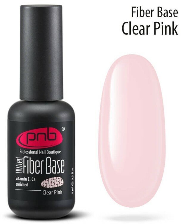 Fiber Base Clear Pink Файбер база с нейлоновыми волокнами прозрачно-розовый 8 мл.