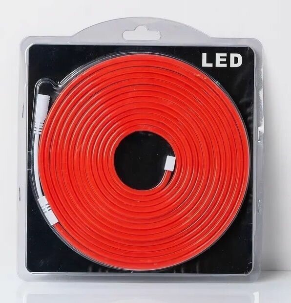 Гибкий неон, цвет красный, неоновая светодиодная лента 6х12мм, 12V DC, 120 LED/m, IP 65