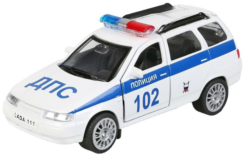 Модель Lada 111 Полиция 12см без света и звука Технопарк металл. инерц. открыв. двери и багажник