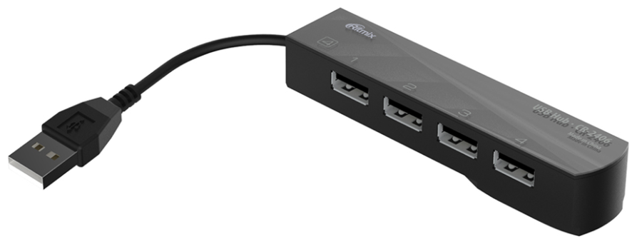 Комплект 2 штук, Разветвитель USB Ritmix CR-2406 black (USB хаб) на 4 порта USB (15119260)