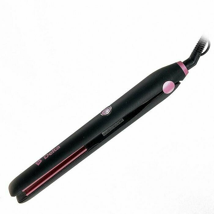 Щипцы для выпрямления волос 30 Вт DELTA черные с розовым - фотография № 3