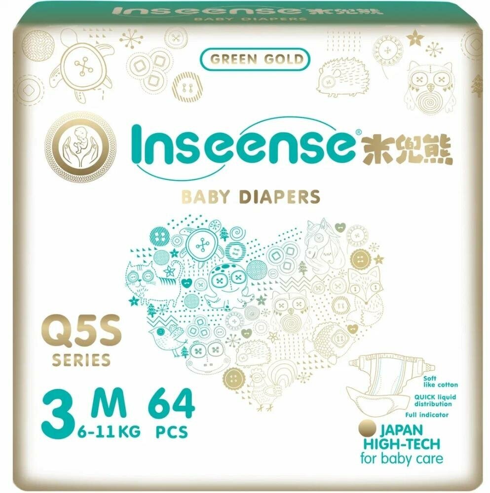 Inseense подгузники Q5S M (6-11 кг), 64 шт.