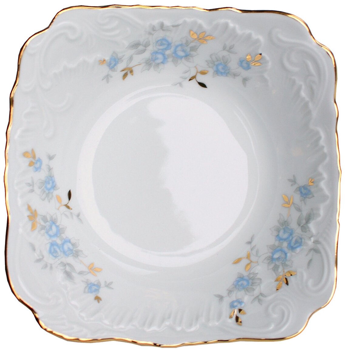 Салатник 14 см, Rococo, декор Голубые цветы, отводка золото Cmielow 7998575 .