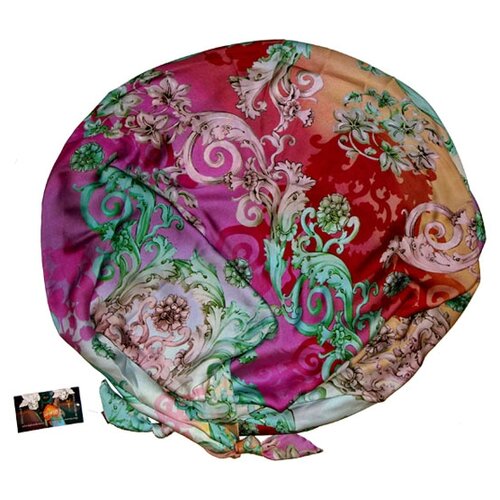 фото Шарф женский весенний, вискоза, шёлк, полиэстер, розовый, красный, двойной шарф-долька оланж ассорти серия марокко с узелками