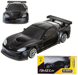 Машинка металлическая Uni-Fortune RMZ City 1:64 Chevrolet Corvette C6R, без механизмов, черный матовый цвет, 9x4x4см