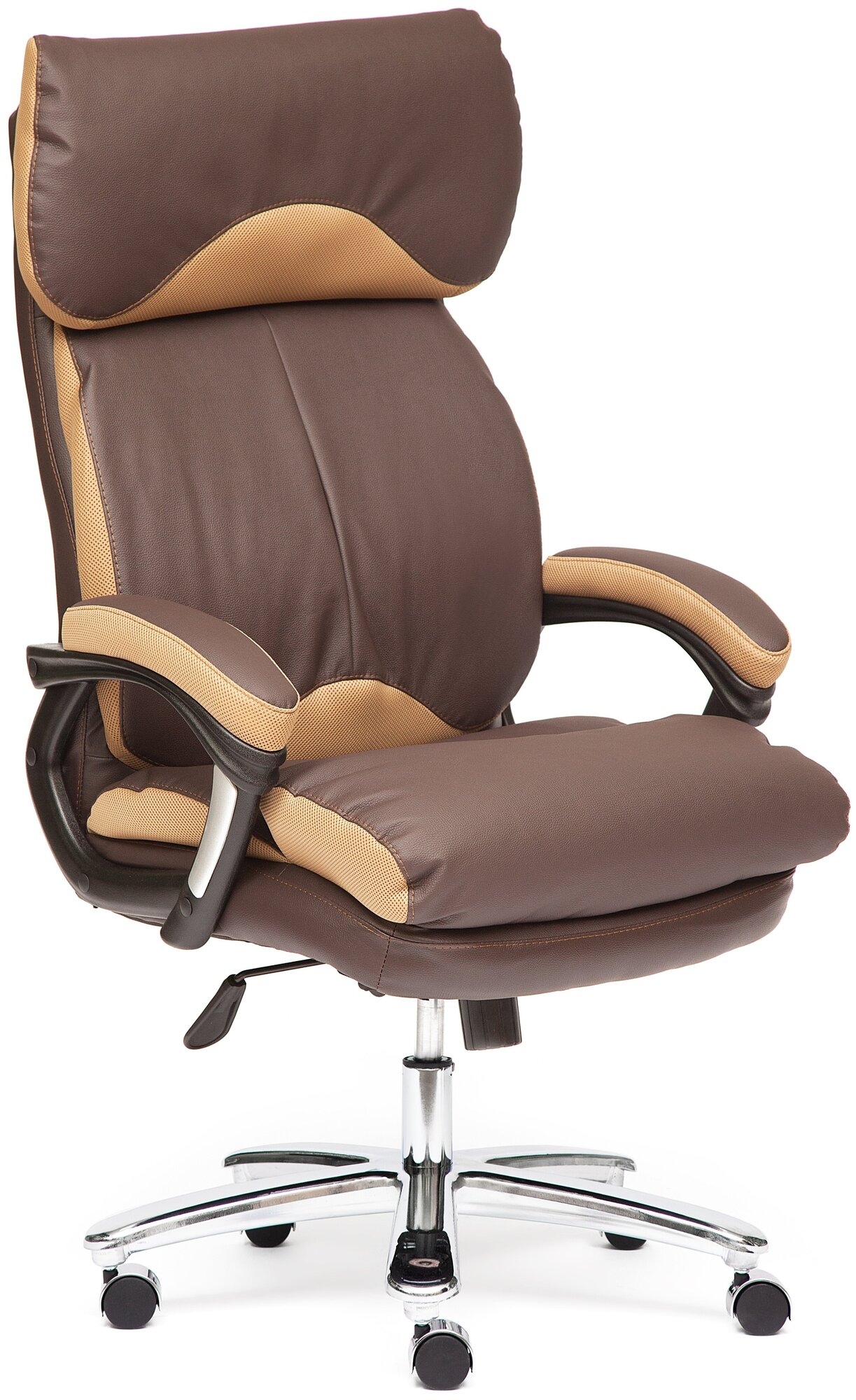 Кресло компьютерное Tetchair GRAND экокожа ткань коричневый бронза
