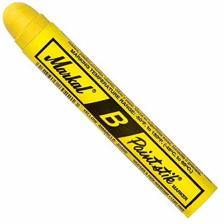 Твердый маркер-краска Markal B Paintstik универсальный, от -46 до +66C, 17 мм Желтый
