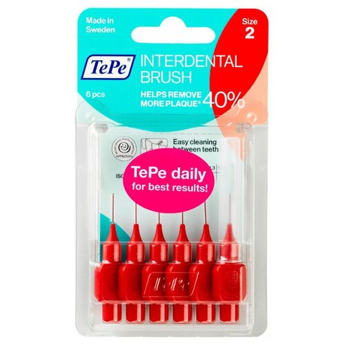 Купить Межзубные ершики TePe Original Red 0, 5 мм, красный, Зубные щетки