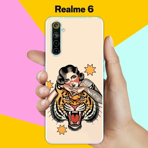 Силиконовый чехол на realme 6 Тигр / для Реалми 6 силиконовый чехол на realme 6 тигр для реалми 6