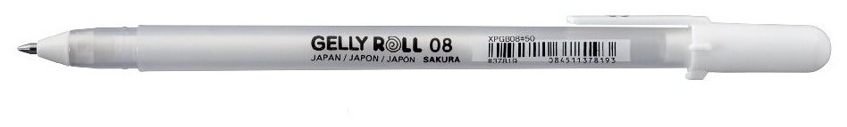 Ручка гелевая Gelly Roll, средний стержень 0,8 мм, толщина линии 0,4 мм, цвет белый