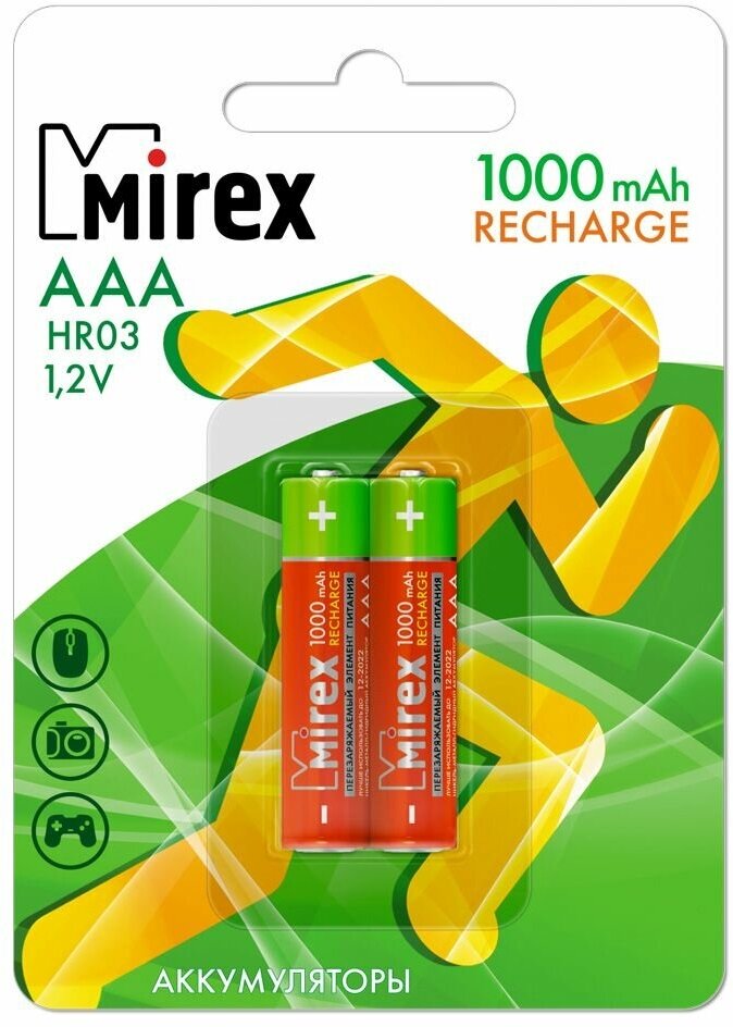 Аккумулятор Ni-MH Mirex HR03 / AAA 1000mAh 12V 2 шт  ecopack