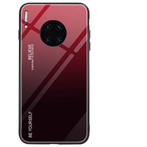 фото Чехол-бампер mypads для huawei mate 40 pro (noh-nx9) стеклянный из закаленного стекла с эффектом градиент зеркальный блестящий переливающийся красный