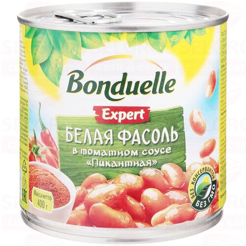 Фасоль Bonduelle Expert белая в томатном соусе Пикантная, жестяная банка, 400 г
