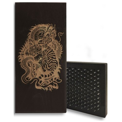 фото Доска садху с динамическими гвоздями, дракон и тигр - 139 шаг 10мм черная goodwood