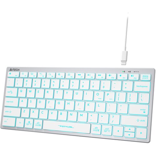 Клавиатура A4Tech Fstyler FX61 белый USB slim LED (FX61 WHITE) клавиатура a4tech fstyler fx61 белый синий usb slim multimedia led fx61 white