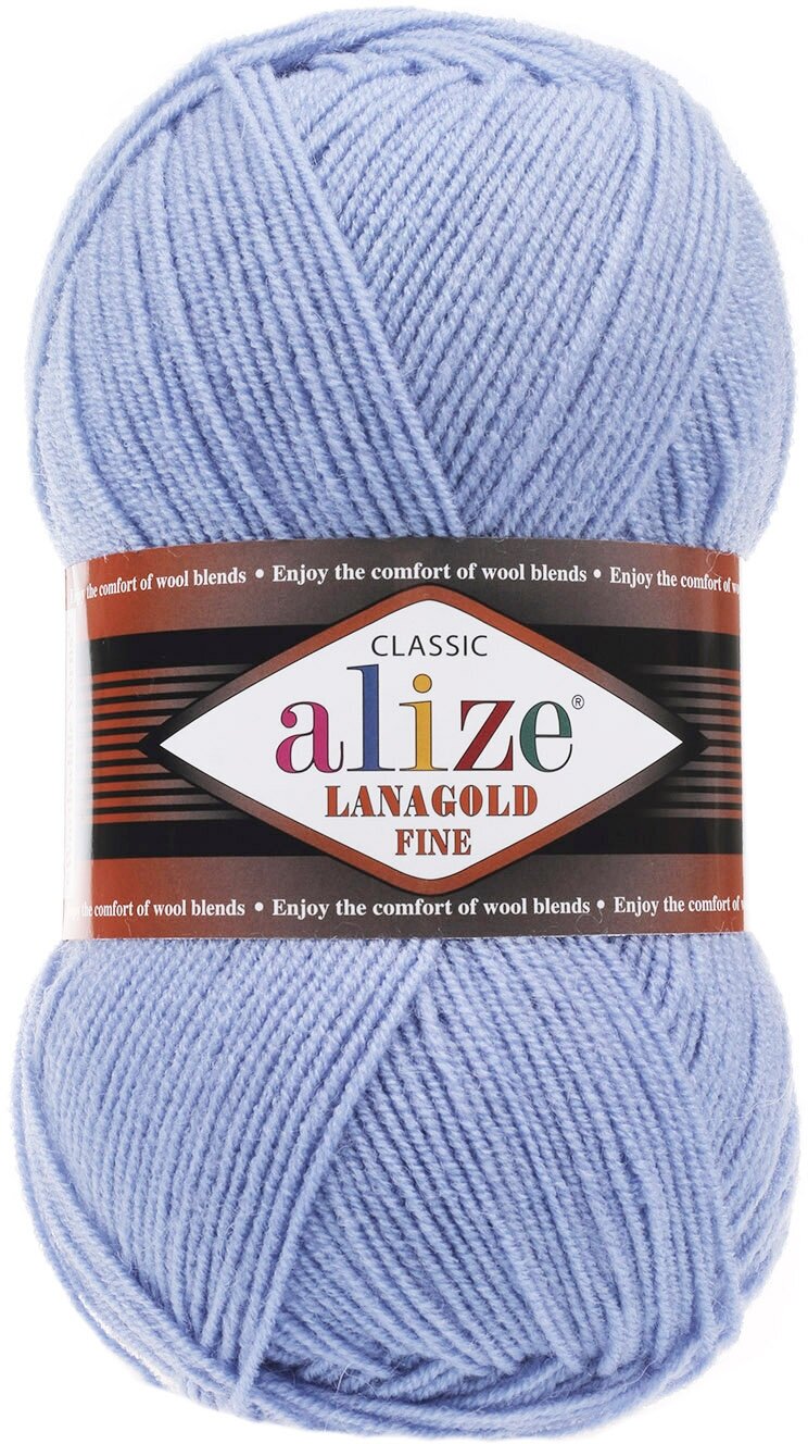 Пряжа Alize Lanagold Fine голубой (40), 51%акрил/49%шерсть, 390м, 100г, 5шт