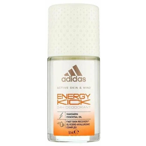 Дезодорант шариковый 24H Adidas Energy Kick Roll-on 50 мл (Из Финляндии) дезодорант шариковый 24h adidas pure fresh roll on 50 мл финляндия