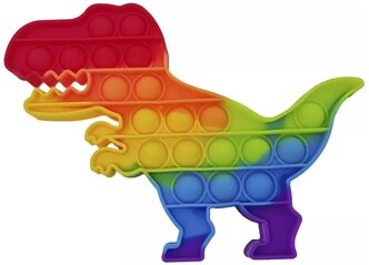 Сенсорная игрушка антистресс Поп Ит с пузырьками Вечная пупырка - Тактильная успокоительная нажимная игрушка Динозавр pop it antistress радужный Развивающие игрушки для малышей