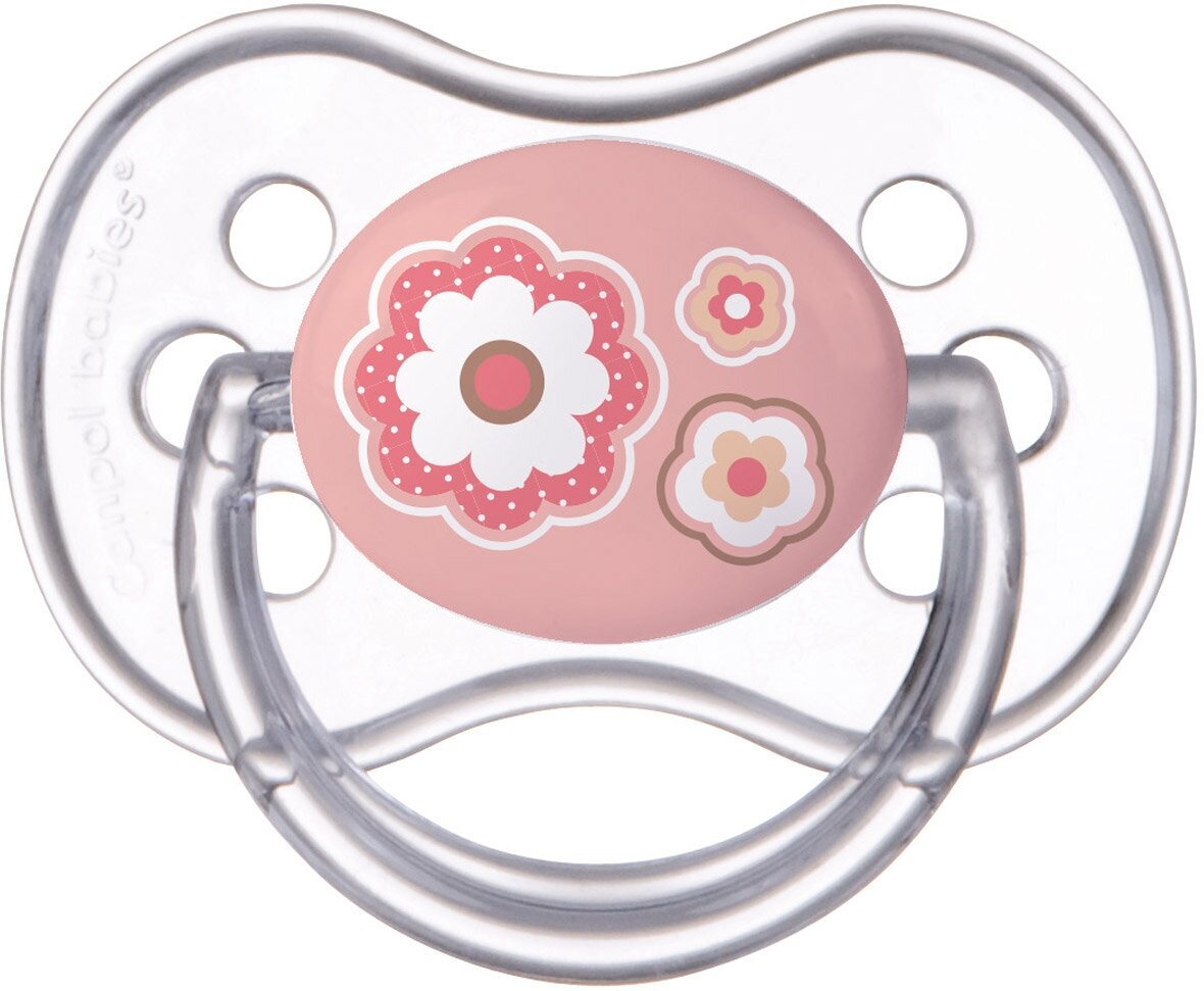 Пустышка Canpol babies круглая силиконовая, 6-18 Newborn baby, цвет: розовый