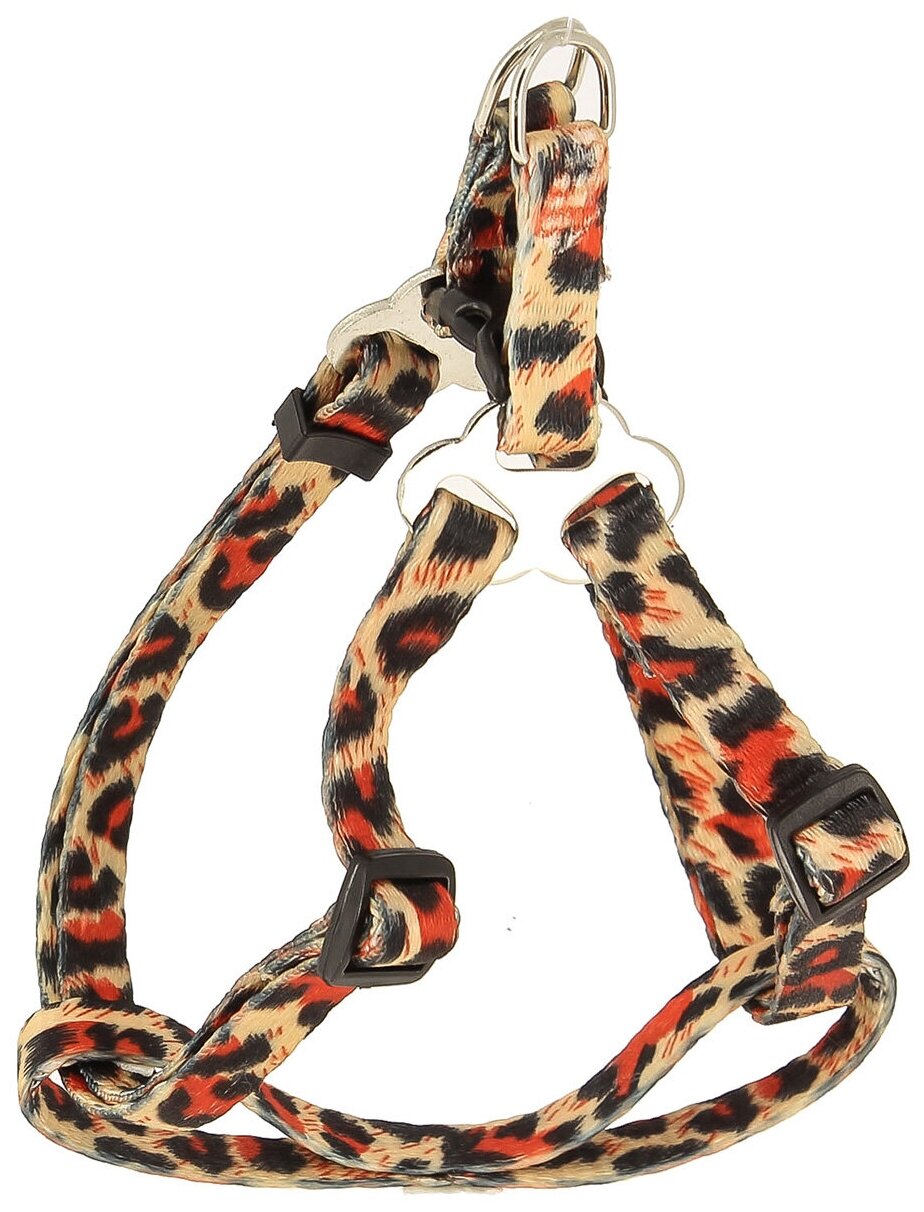 Комплект шлейка с поводком для собак и кошек Каскад Synthetic нейлон леопард 15 мм 120 см 20 – 40 см (1 шт) - фотография № 3