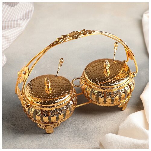 фото Набор сахарниц на подставке с ложками 25х11,5х17,5 см 4092936 сима-ленд