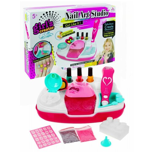 фото Детский маникюрный набор «nail art studio» для девочек с сушилкой и распылителем / girls creator denco store
