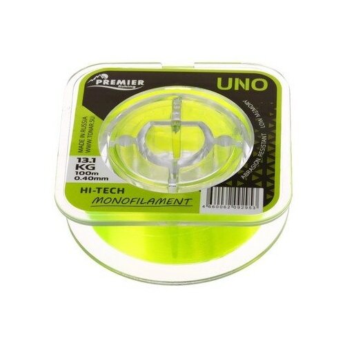 Леска Preмier Fishing UNO, диаметр 0.4 мм, тест 13.1 кг, 100 м, флуоресцентная желтая