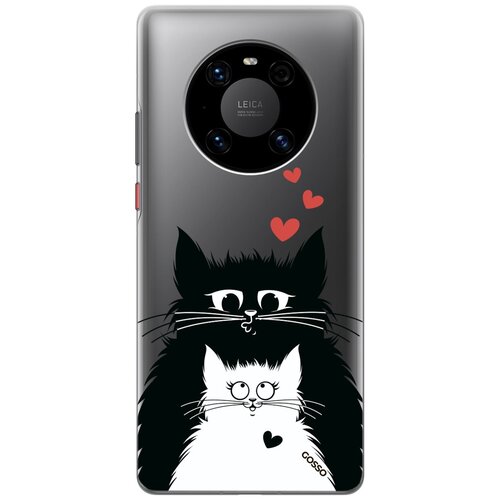фото Ультратонкий силиконовый чехол-накладка transparent для huawei mate 40 pro с 3d принтом "cats in love" gosso
