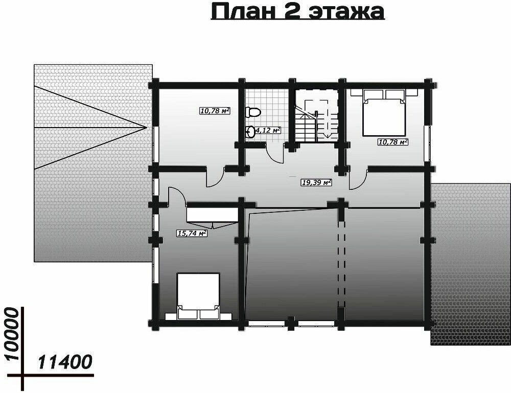 Готовый проект дома из оцилиндрованного бруса / Двухэтажный / 193,91 м2 - фотография № 2