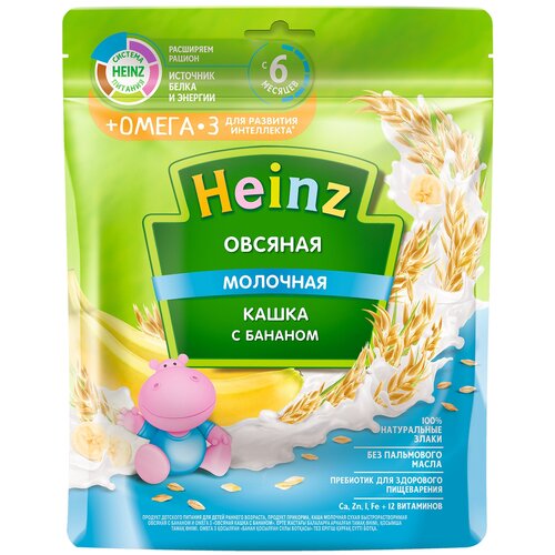 Каша Heinz молочная овсяная с бананом, с 6 месяцев каша heinz молочная овсяная с омега 3 с 5 месяцев 200 г