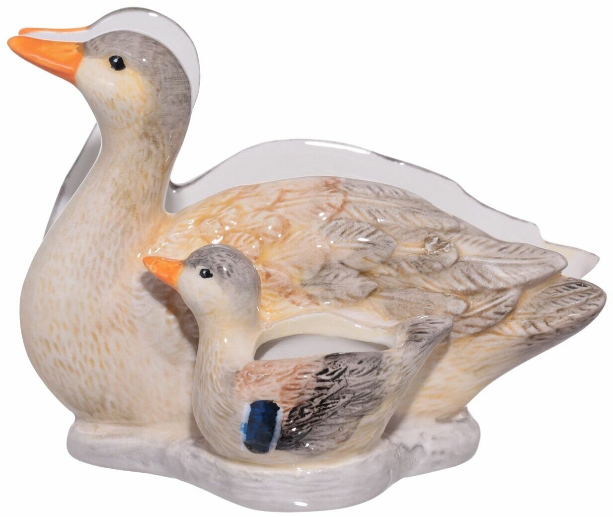 Салфетница, 15 см, с отделением для зубочисток, керамика, Утка с утенком, Duck