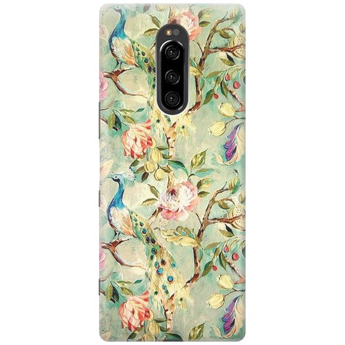 фото Cиликоновый чехол на sony xperia 1 / xz4 / сони иксперия 1 с принтом "винтажный цветочный паттерн" gosso