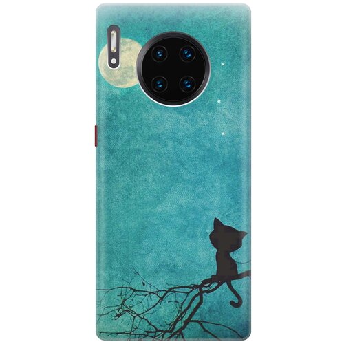 фото Re:paчехол - накладка artcolor для huawei mate 30 pro с принтом "котенок и луна"