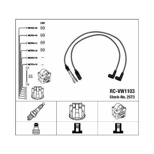 2573 NGK Комплект в/в проводов RC-VW1103