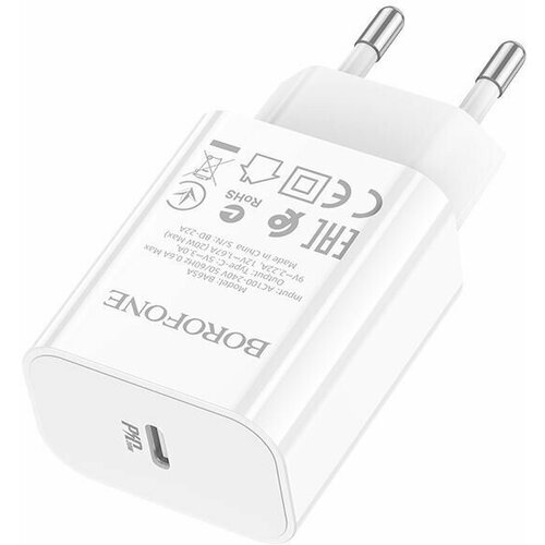 Зарядное устройство BOROFONE BA65A Белый ЗУ с TYPE-C + кабель IOS Lighting - Type-C 1м (PD20W,3000mA) зарядное устройство borofone ba65a черный зу с type c