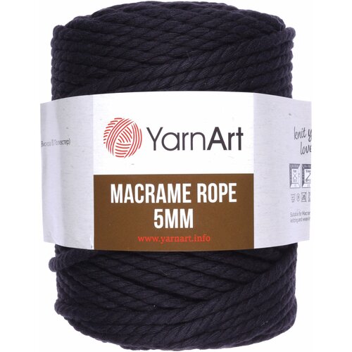 Пряжа YarnArt Macrame Rope 5mm черный (750), 60%хлопок/ 40%вискоза/полиэстер, 85м, 500г, 5шт