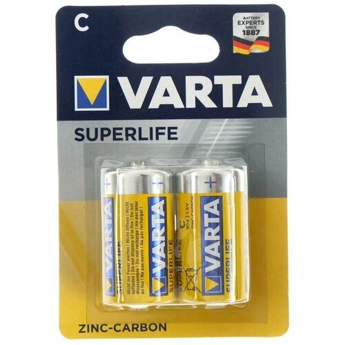 Varta Батарейка солевая Varta SuperLife, C, R14-2BL, 1.5В, блистер, 2 шт. батарейка varta superlife r14 c shrink 2 heavy duty 1 5v 2014 2 24 120 varta 2014101302