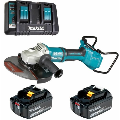 Шлифмашина угловая аккумуляторная 36В LXT - 230мм аккумулятор 2х6Ач и зу Makita DGA901UPG2 7155000₽