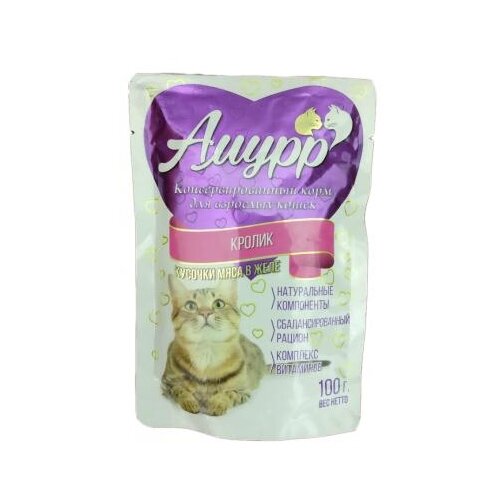 корм для кошек Амурр с кроликом 2 уп. х 100 г (кусочки в желе)