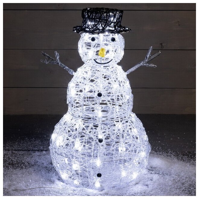Kaemingk Светящаяся фигура Снеговик Mr Snowman 60 см, 80 LED ламп с мерцанием, IP44 9491028