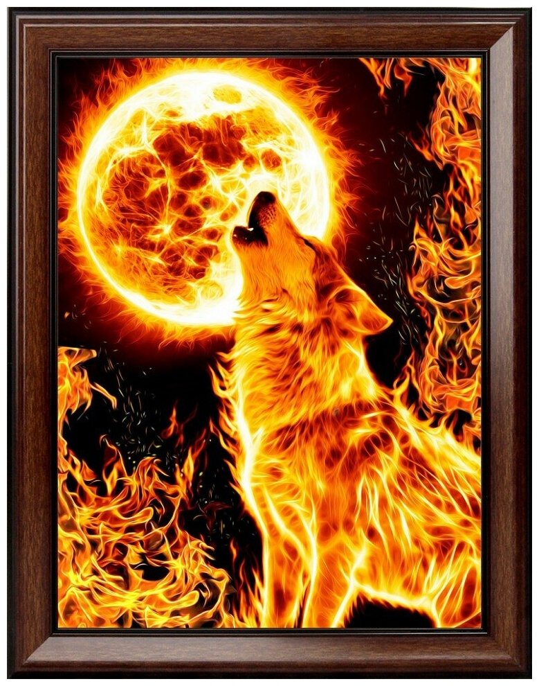 Огненный волк #АЖ-1855 Алмазная живопись Набор алмазная мозаика 30 х 40 см