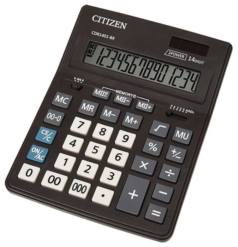 Калькулятор Eleven Business Line CDB1401-BK (205x155 мм), 14 разрядов, двойное питание